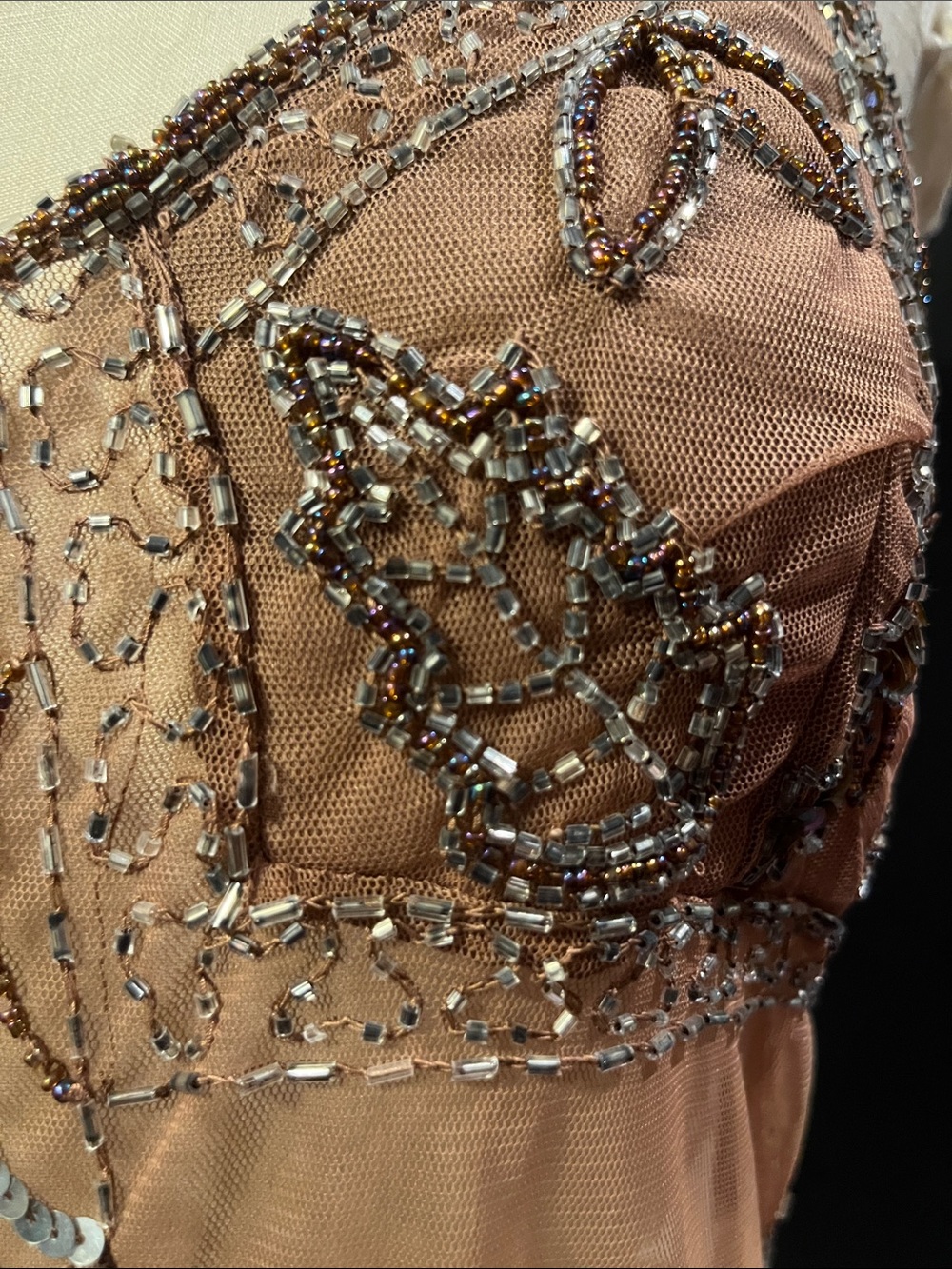 Beaded Sheer Peach Camisole Top - Picture 3 of 9
